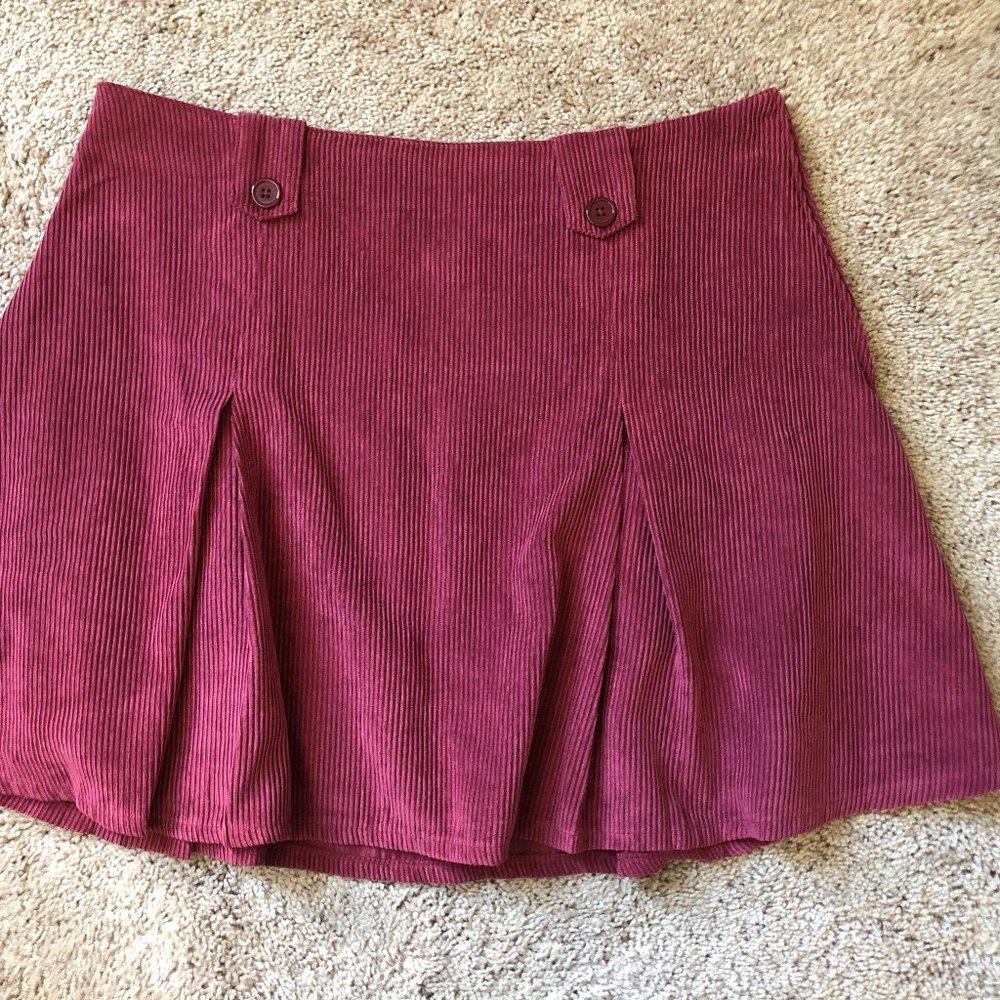 Modcloth Perky Participant Corduroy Burgandy